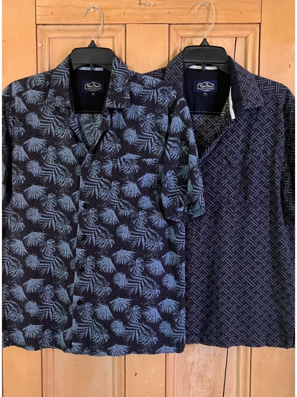 Nat Nast Mens 2 SET Silk Luxury Originals Tropical Camp Shirt Medium Blue SP EXC